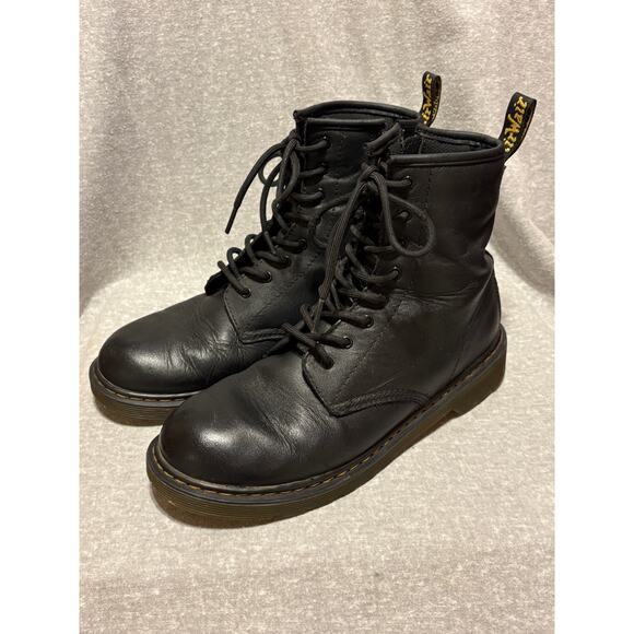 Dr. Martens 1460Y Size 7L 6M Black Leather AirWair Side Zip Lace Up Boots - Picture 1 of 9